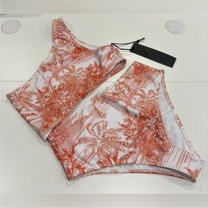 NOLI SWIM Women's Medium Isla One-Piece Swimsuit Paradise Orange Lined NWT